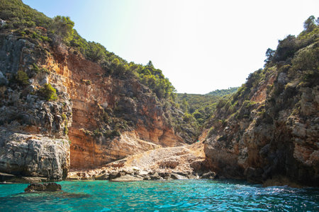 Zakynthos, Greece. Blue caves of the island of Zakynthos.の写真素材