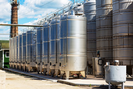 factory equipment for the production of alcoholの写真素材