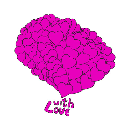 With Love Illustration. Bouquet of hearts. Heart shaped balloon. Valentines Day designのイラスト素材