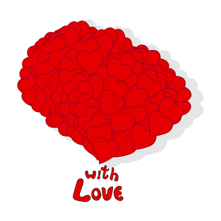 With Love Illustration. Bouquet of hearts. Heart shaped balloon. Valentines Day designのイラスト素材