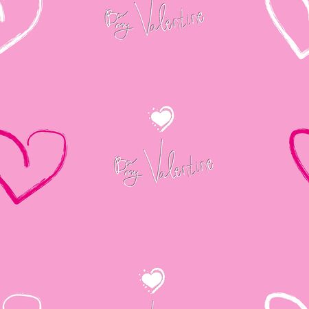 be my Valentine inscription with hearts around. Seamless pattern of Valentine's Day design.のイラスト素材