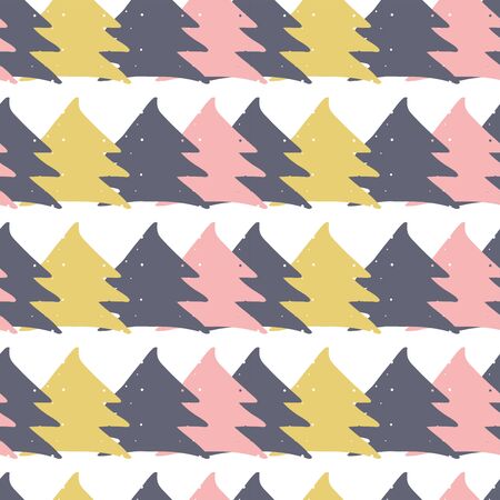 Abstract Scandinavian seamless pattern with hand drawn Christmas tree shapes made in vector. Cute Nordic design for textile, wallpaper, wrapping paper, etc.のイラスト素材