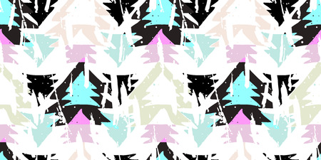 Abstract Scandinavian seamless pattern with hand drawn Christmas tree shapes made in vector. Cute Nordic design for textile, wallpaper, wrapping paper, etc.のイラスト素材
