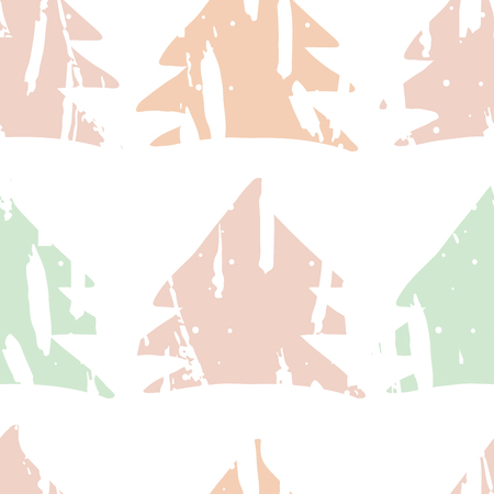 Abstract Scandinavian seamless pattern with hand drawn Christmas tree shapes made in vector. Cute Nordic design for textile, wallpaper, wrapping paper, etc.のイラスト素材