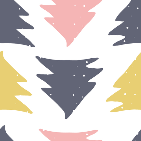 Abstract Scandinavian seamless pattern with hand drawn Christmas tree shapes made in vector. Cute Nordic design for textile, wallpaper, wrapping paper, etc.のイラスト素材