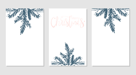 Set of abstract hand drawn universal brush cards. Happy holidays Christmas vector graphic background, vector illustration.のイラスト素材