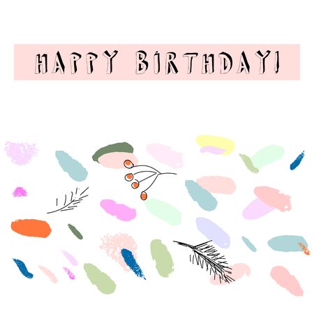 Creative Card with hand drawn confetti brush smears. Artistic background for greeting cards, invitations, wedding, headers, covers, brochures, birthday, anniversary, Valentines Day. Vector illustrationの写真素材