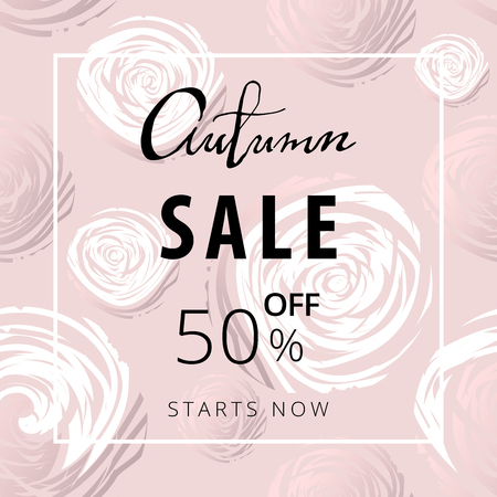 Gentle Trendy Card with Abstract rose flowers with gold elements. Elegant Vector Sale Banner. Vectorのイラスト素材
