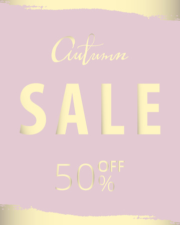 Gentle Trendy Card with Abstract rose flowers with gold elements sale banner design.のイラスト素材