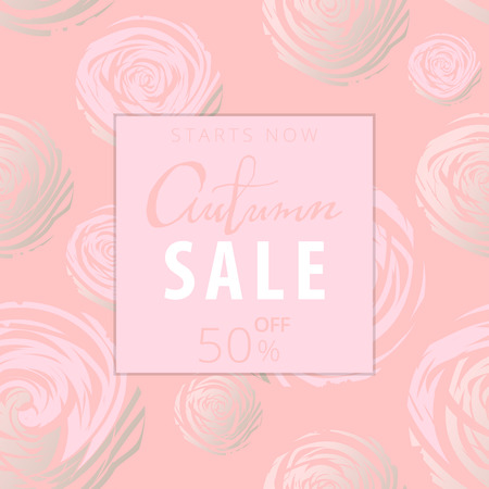 Gentle Trendy Card with Abstract rose flowers with gold elements. Elegant Vector Sale Banner. Vectorのイラスト素材