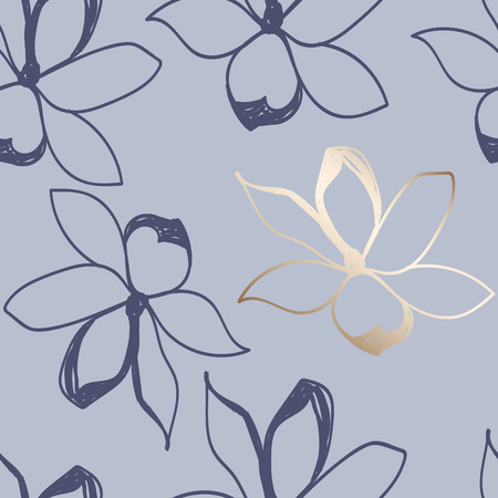 Floral seamless pattern. Pastel colors doodles texture. Stylized sketch jasmine flowers. Great for fabric, wallpaper, wrapping paper, surface design, wedding invitation. Vectorのイラスト素材