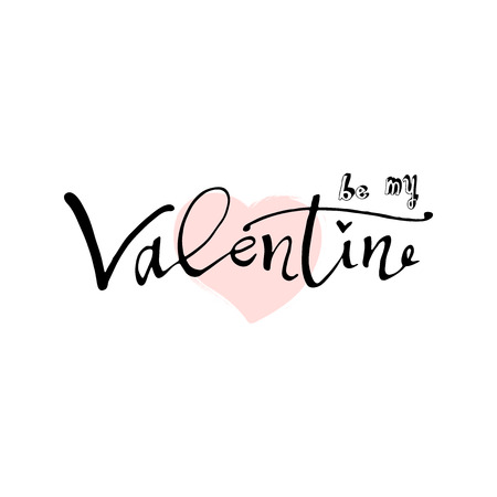 Abstract Calligraphy Hand Drawn Happy Valentine s Day Background. Trendy vector illustration of Saint Valentine s dayのイラスト素材