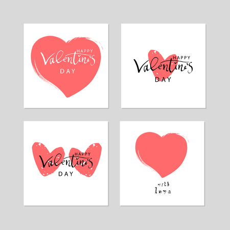 Abstract Calligraphy Hand Drawn Happy Valentine s Day Background. Trendy vector illustration of Saint Valentine s dayのイラスト素材