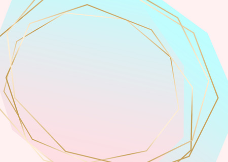 Set of Trendy Chic pastel colored Crystals with Gold geometric shapes. Abstract decoration elements for wedding invitation cards, fashion headers, posters, artistic backgrounds. Vectorのイラスト素材