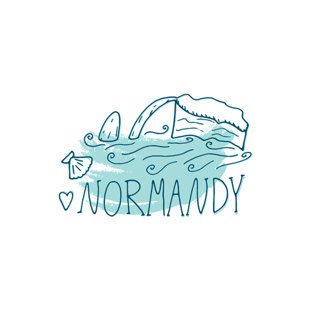 Normandy cartoon hand drawn illustration. Cute Travel conceptのイラスト素材