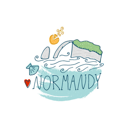 Normandy cartoon hand drawn illustration. Cute Travel conceptのイラスト素材