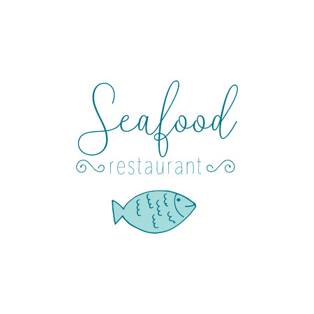 Hand Drawn Doodle Sketch Seafood illustration. Nautical background for seafood or fish restaurants, bars, markets or festivals. Vector templateのイラスト素材