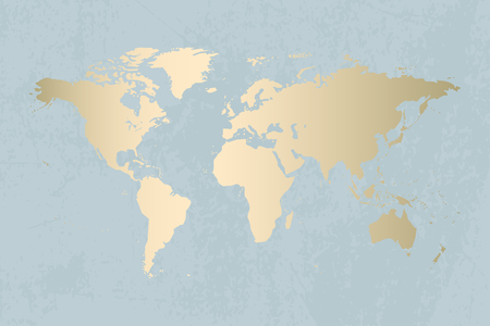 Modern gold world map design on grunge pastel abstract texture. Vector Trendy designのイラスト素材