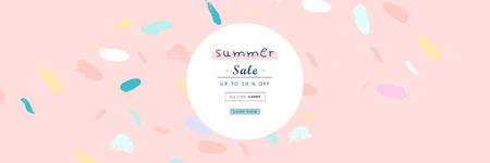 Trendy Header Design with different hand drawn shapes and textures. Cute social media backdrop for advertising, web design, posters, invitations, greeting cards, birthday or anniversary.のイラスト素材