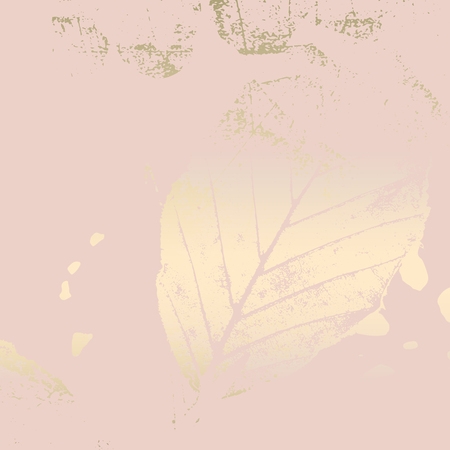 Autumn foliage rose gold blush background. Chic trendy print with botanical motifsのイラスト素材
