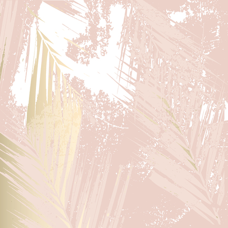 Autumn abstract foliage rose gold blush background. Chic trendy print with botanical motifsの写真素材
