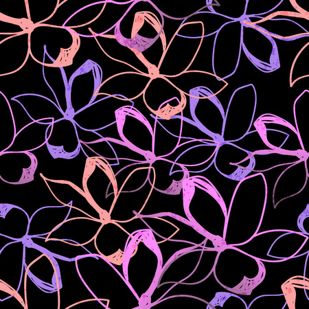 Floral seamless pattern. Pastel colors. Stylized sketch jasmine or magnolia flowers. Great for fabric, wallpaper, wrapping paper, surface design, wedding invitation. Vectorの写真素材