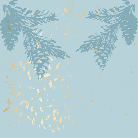 Trendy Chic Pastel colored background with Gold Foil shapes and painted christmas tree silhouettes. Abstract unusual textures for wallpaper, greeting cards, headers, decoration elements. Vectorのイラスト素材