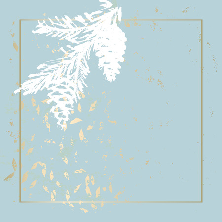 Trendy Chic Pastel colored background with Gold Foil shapes and painted christmas tree silhouettes. Abstract unusual textures for wallpaper, greeting cards, headers, decoration elements. Vectorのイラスト素材