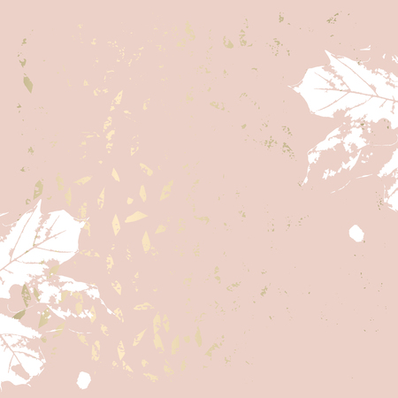 Autumn foliage rose gold blush background. Chic trendy print with botanical motifsのイラスト素材