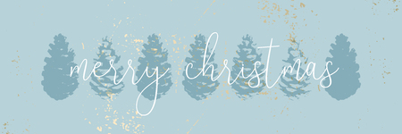 Christmas tree cone painting vector textures. Trendy Pastel blue white gold botanical winter patternの写真素材