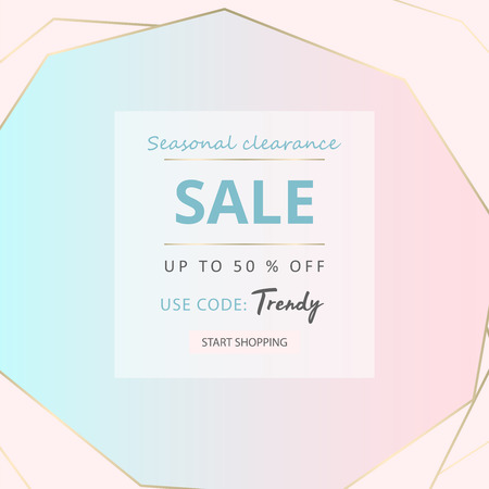 Trendy minimal chic geometric gradient background with gold abstract frames. Creative layout for advertising, banners, invitations, business cards, wedding templates, fashion header, web, social mediaの写真素材