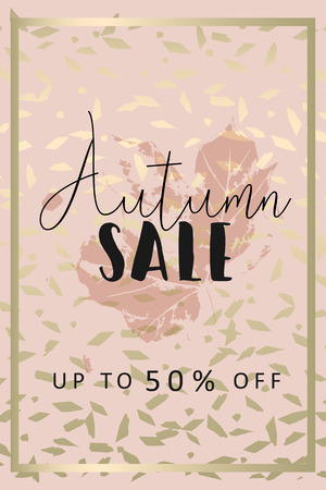 Autumn collection trendy chic gold blush background for social media, advertising, banner, invitation card, wedding, fashion headerの写真素材