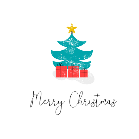Merry Christmas and Happy New Year cartoon illustration design for greeting card, postcard, apparel, invitation card, canvas, textile, wrapping, giftのイラスト素材