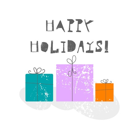 Merry Christmas and Happy New Year cartoon illustration design for greeting card, postcard, apparel, invitation card, canvas, textile, wrapping, giftのイラスト素材