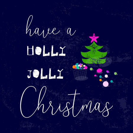 Merry Christmas and Happy New Year cartoon illustration design for greeting card, postcard, apparel, invitation card, canvas, textile, wrapping, giftのイラスト素材