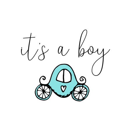 Hand drawn illustration of baby carriage. Cute Baby shower designのイラスト素材