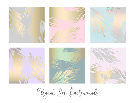 Elegant set of chic trendy abstract marble gold luxury textures. Beautiful backgrounds for advertising, poster, invitations, wallpaper, textile, typographyのイラスト素材