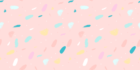 Artistic Confetti Seamless Pattern with simple hand drawn abstract textures. Creative unusual colorful background. Contemporary art. Vectorのイラスト素材