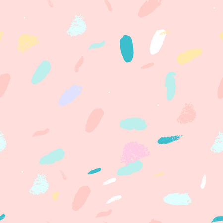 Artistic Confetti Seamless Pattern with simple hand drawn abstract textures. Creative unusual colorful background. Contemporary art. Vectorの写真素材