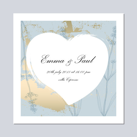 Set of Trendy Elegant pastel blue Gold Cards for wedding invitations, greeting card, banner, birthday, advertising, valentine s day, party. Chic background for your design made in vectorの写真素材