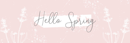 Hand drawn floral vintage pastel pink spring banner backgroundのイラスト素材