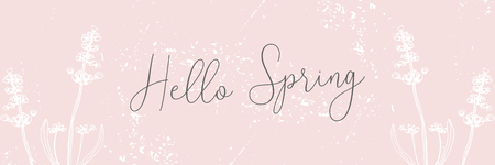 Hand drawn floral vintage pastel pink spring banner backgroundのイラスト素材