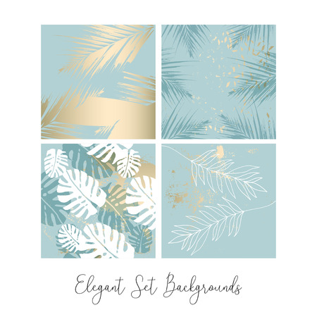 Tropical Worn Floral pastel blue gold pattern for wallpaper, textile, flooring, interior design, wedding invitation, fashion banners. Chic background for your design made in vectorのイラスト素材