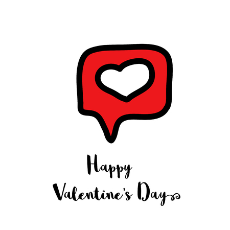Cute heart doodle message symbol hand drawn illustration. Happy Valentines Day conceptのイラスト素材