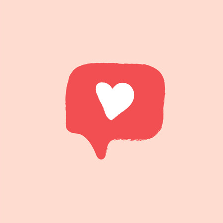 Cute heart doodle message symbol hand drawn illustration. Happy Valentine s Day concept