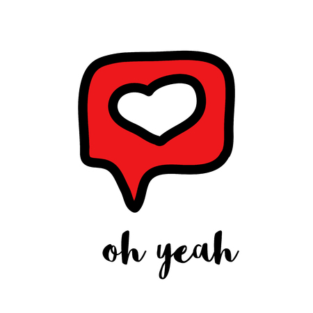 Cute heart doodle message symbol hand drawn illustration. Happy Valentines Day conceptのイラスト素材