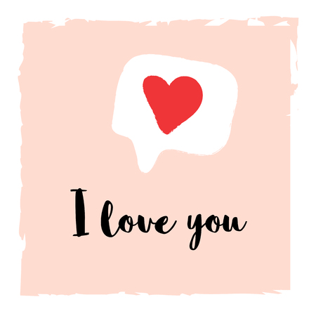 Cute heart doodle message symbol hand drawn illustration. Happy Valentines Day conceptのイラスト素材