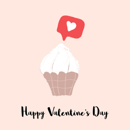Creamy berry cupcake vector hand drawn cartoon illustration. Bakery or confectionary conceptのイラスト素材