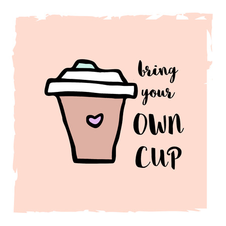Bring your own cup zero waste conceptのイラスト素材