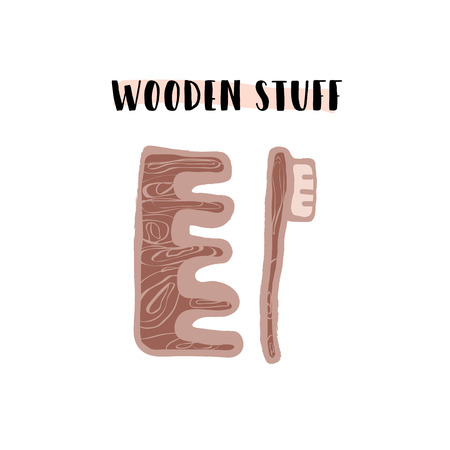 Hand drawn doodle elements of zero waste lifestyle. Eco style illustration setのイラスト素材
